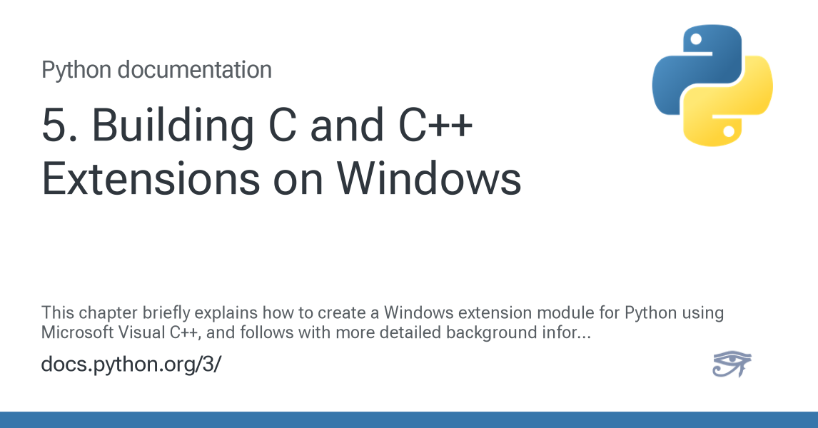 5. Building C and C++ Extensions on Windows — Python 3.14.6 documentation