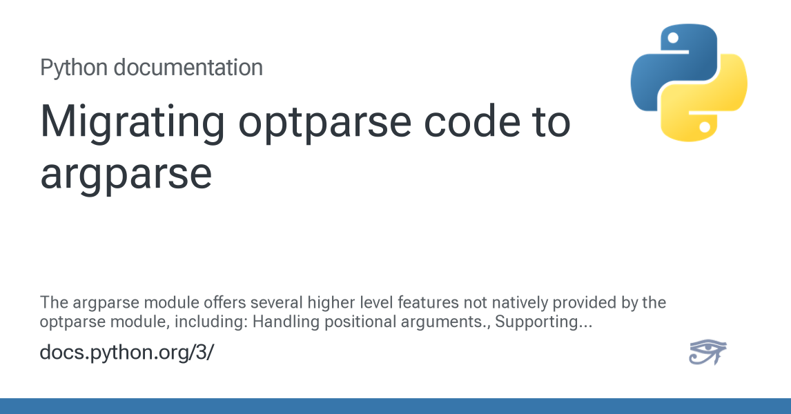 Migrating optparse code to argparse — Python 3.14.6 documentation