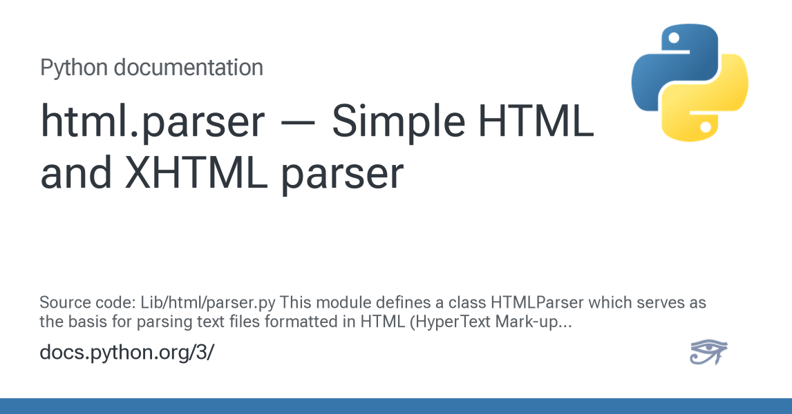 html.parser — Simple HTML and XHTML parser — Python 3.14.6 documentation
